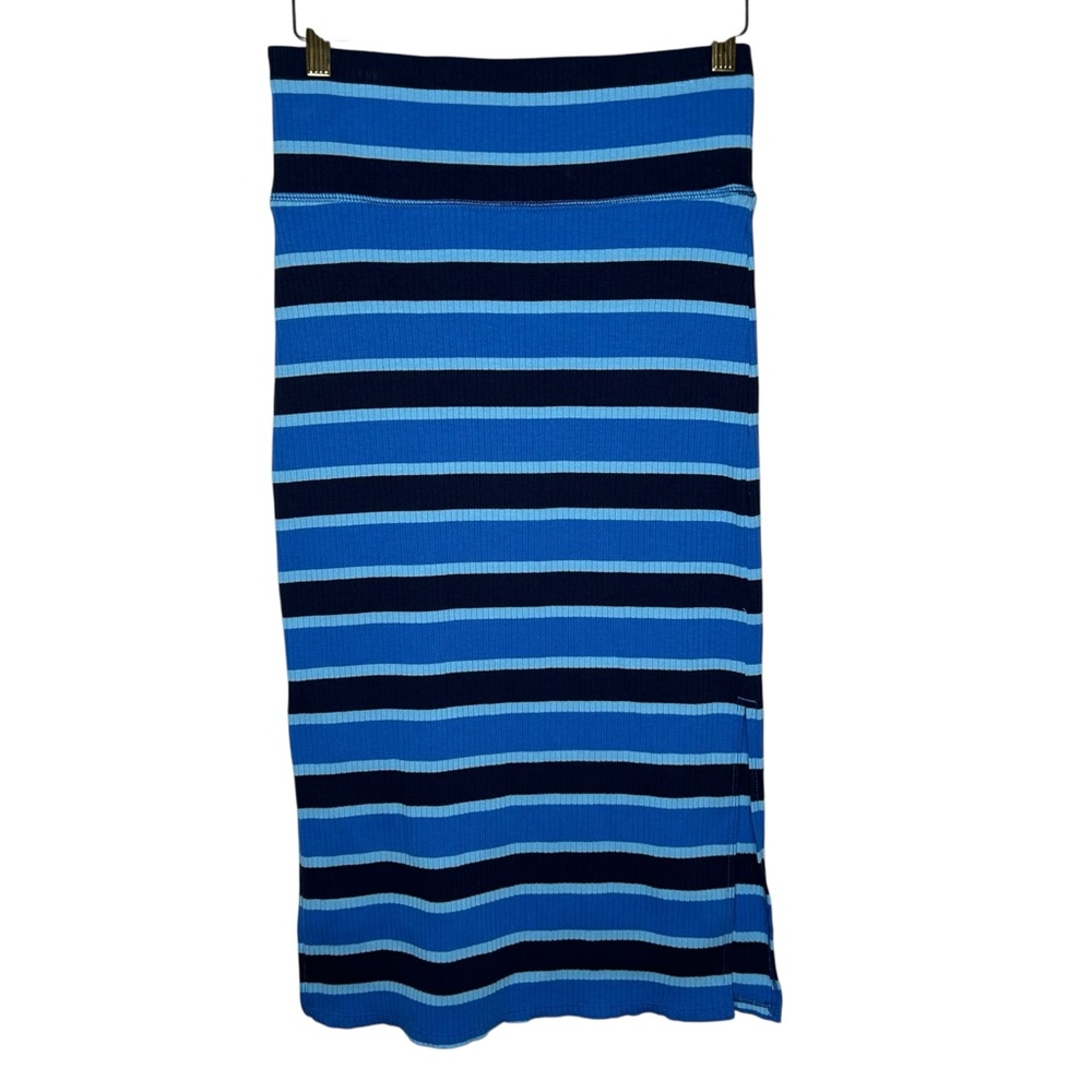 Aerie Ribbed Striped Pull on Midi Skirt - Small - Picture 2 of 12